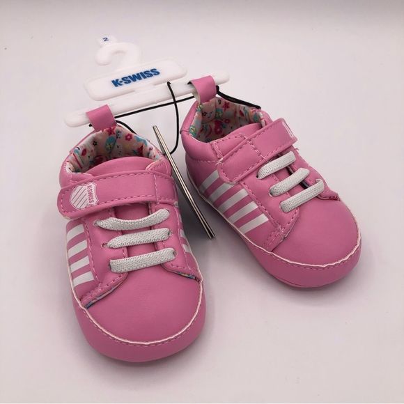 K-Swiss Pink and White Striped Sneaker Baby Girls size 2 NWT 3-6 Month Soft Sole - Picture 2 of 10